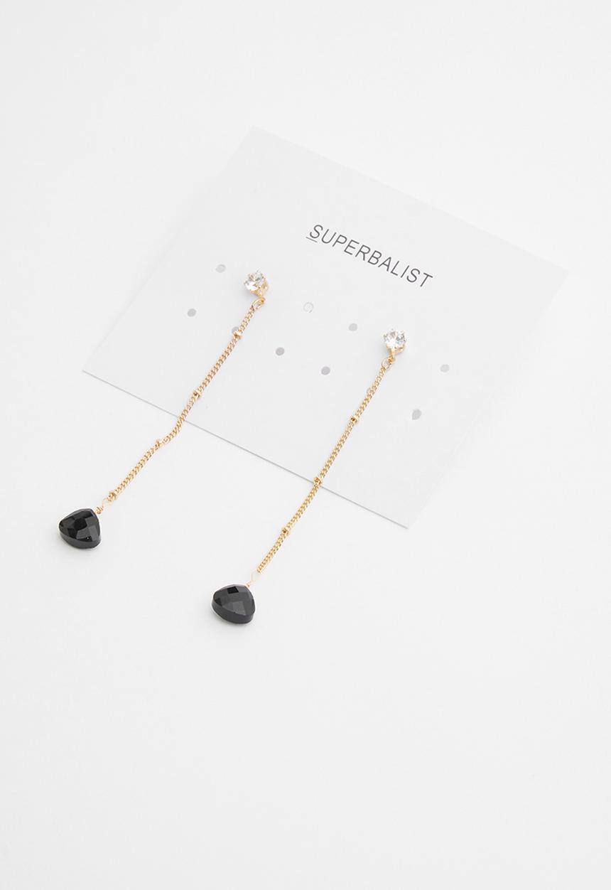 Superbalist - Angela teardrop earrings - black & gold