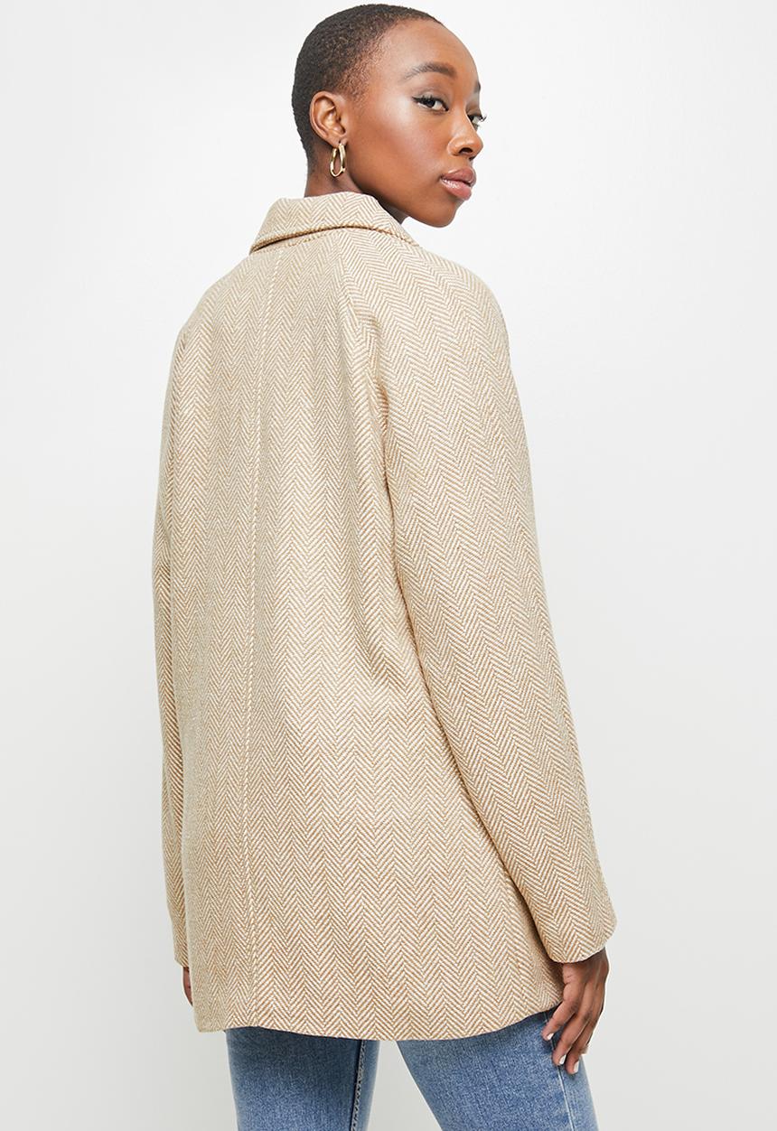 edit - Classic check melton coat - neutral