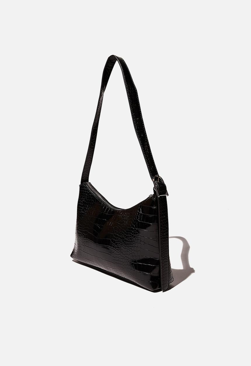 Rubi - Britt buckle slouch bag - black texture