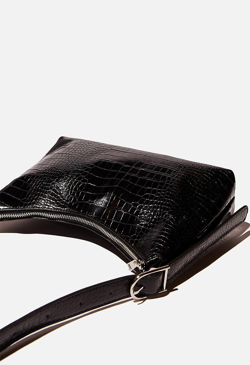 Rubi - Britt buckle slouch bag - black texture