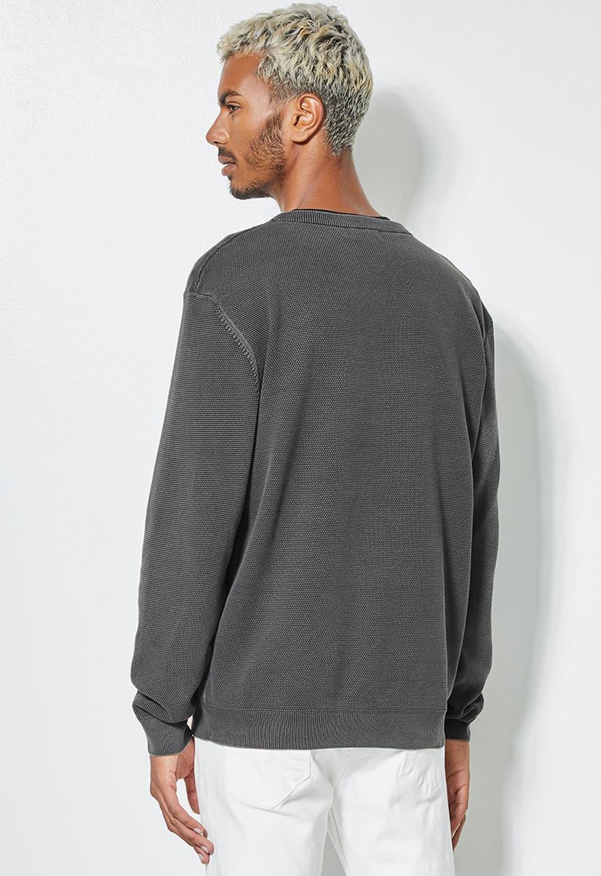 Superbalist - Pique crew neck knit - dark grey