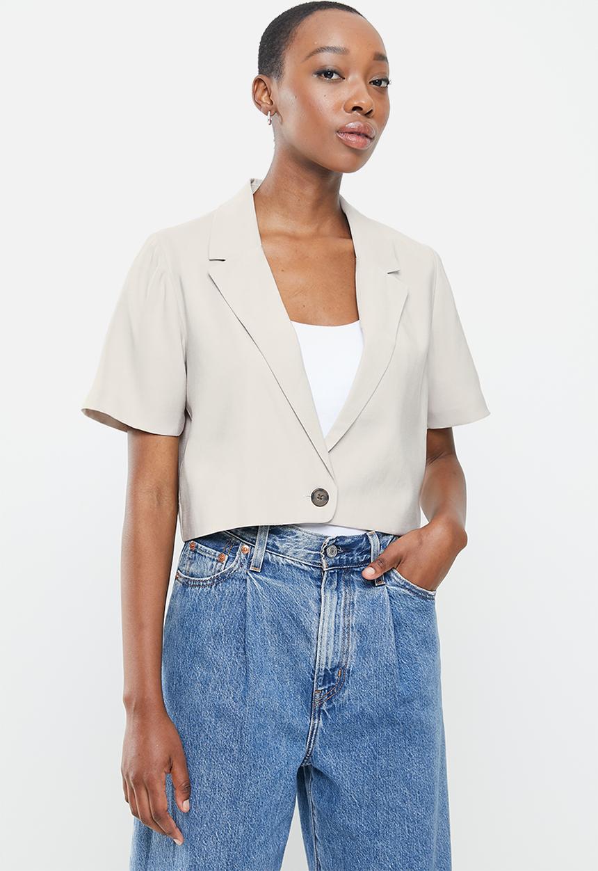 Cotton On - Ultimate short sleeve crop blazer - taupe