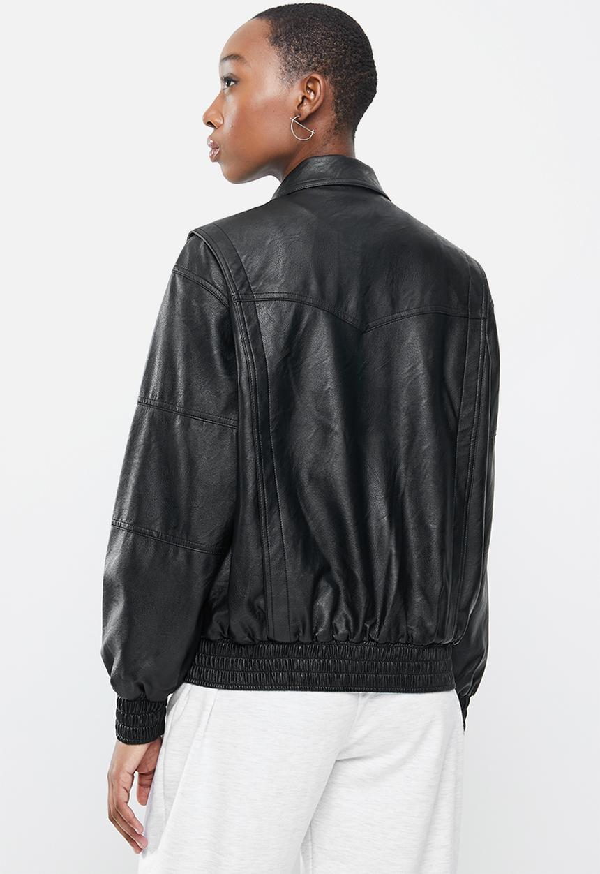 Cotton On - Vegan leather panelled biker - black