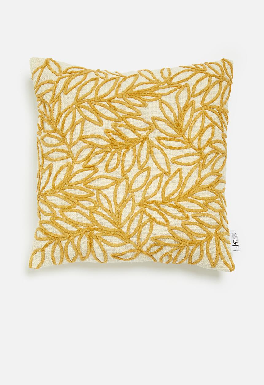 Sixth Floor - Leaf repeat cushion cover - cream & mustard