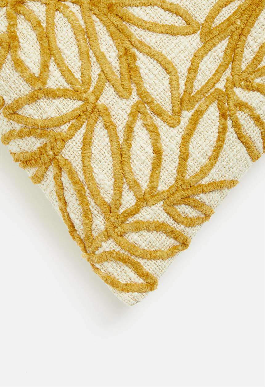 Sixth Floor - Leaf repeat cushion cover - cream & mustard