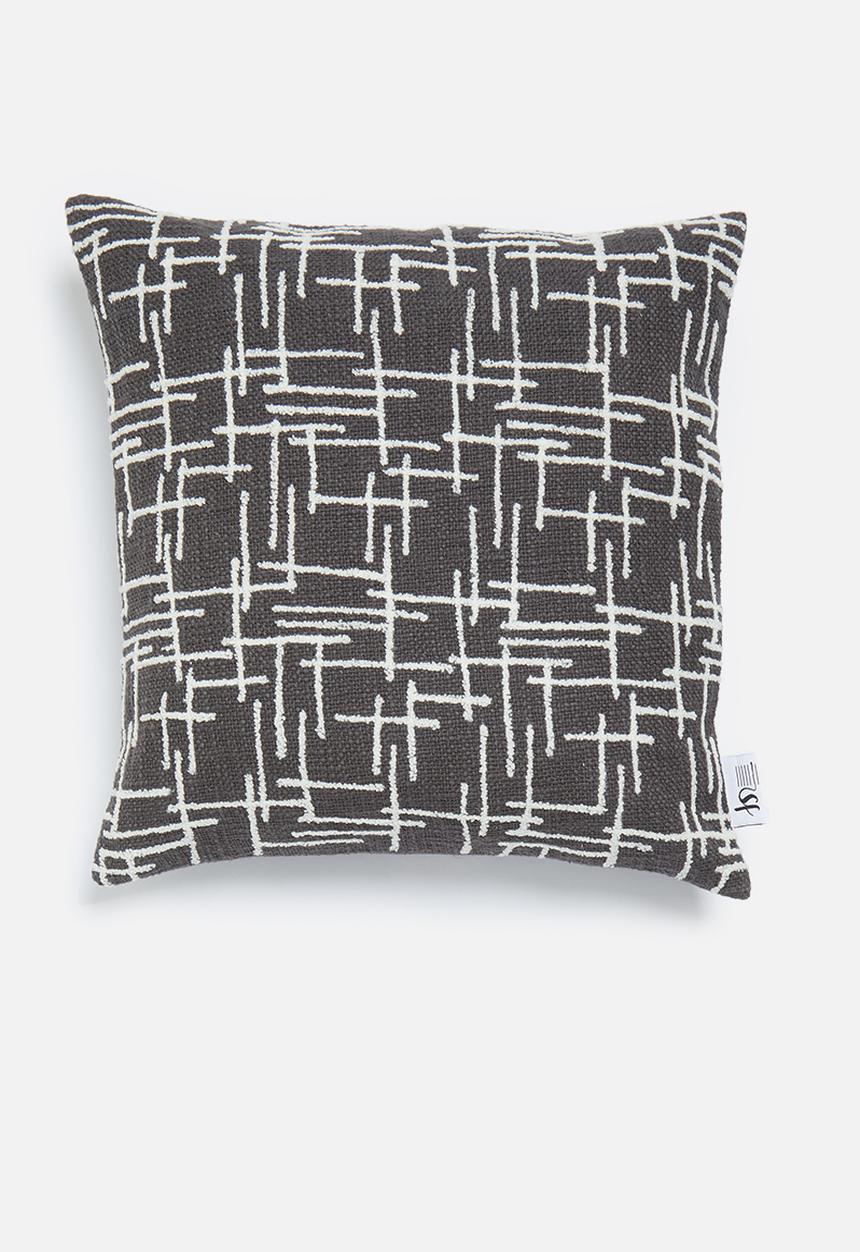 Sixth Floor - Hatch cushion cover -  charcoal & white
