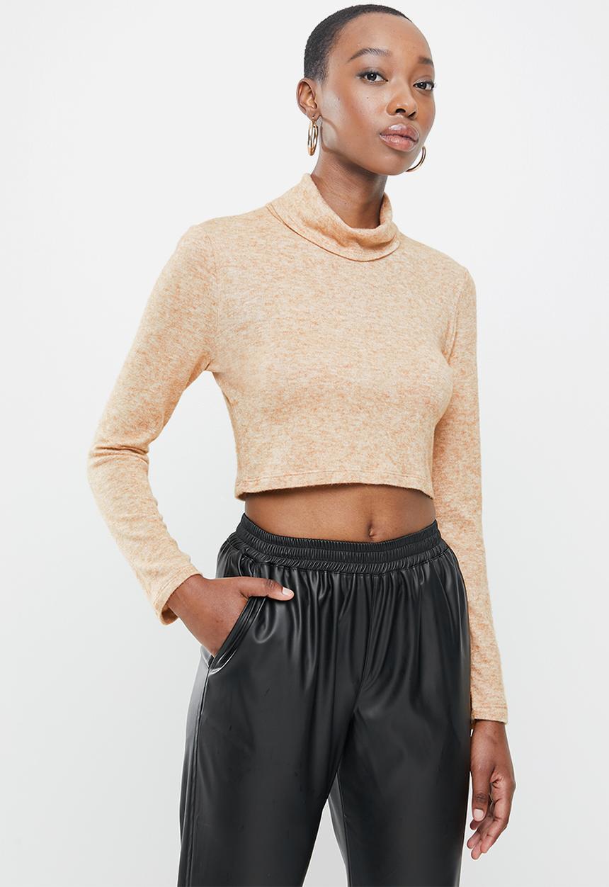 Blake - Cropped turtleneck top - beige 