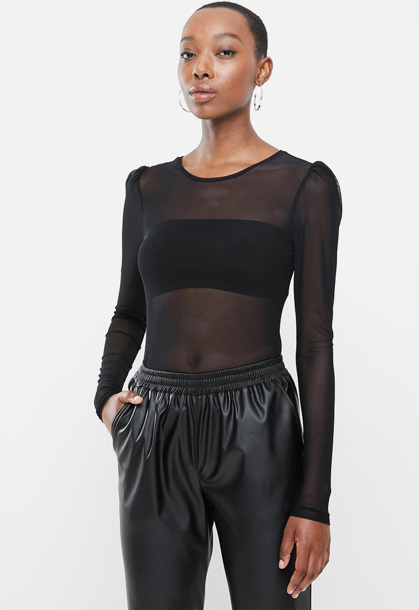 Blake - Mesh long sleeve top - Black