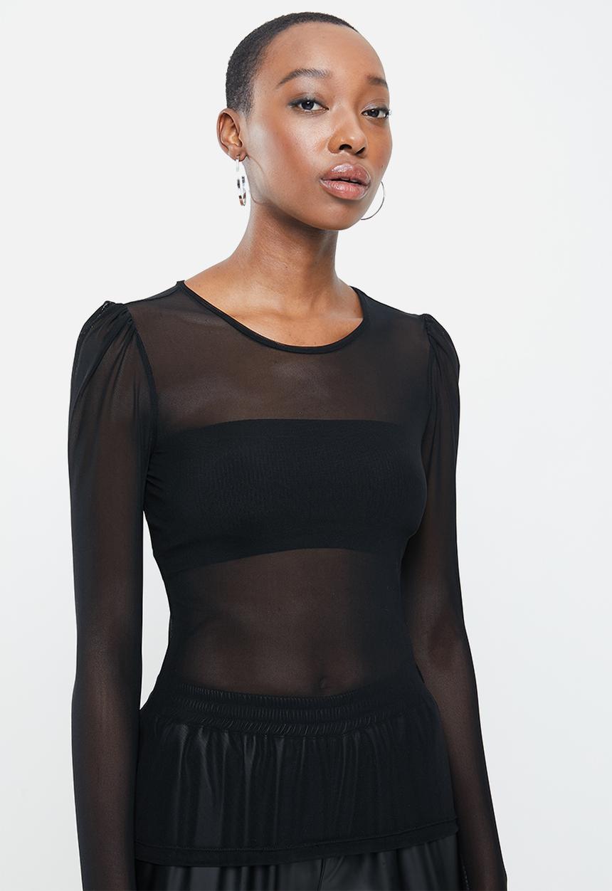 Blake - Mesh long sleeve top - Black