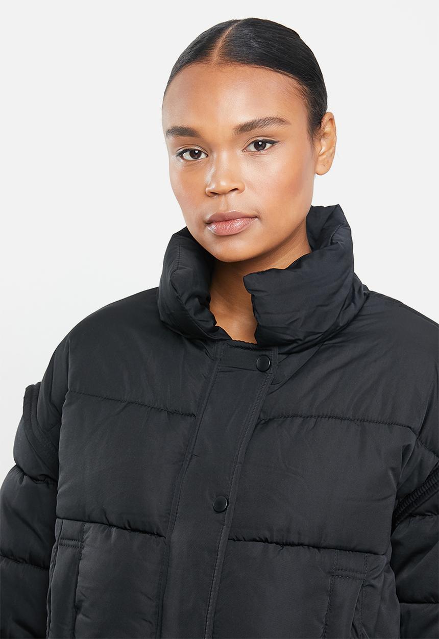 Missguided - Ultimate faux fur collar puffer jacket - black
