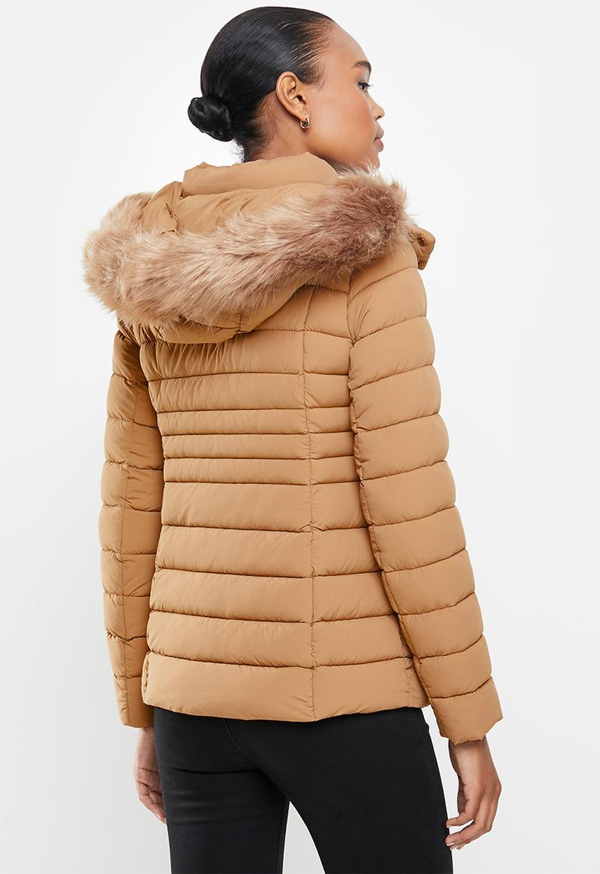 MANGO - Anorak poni -  brown
