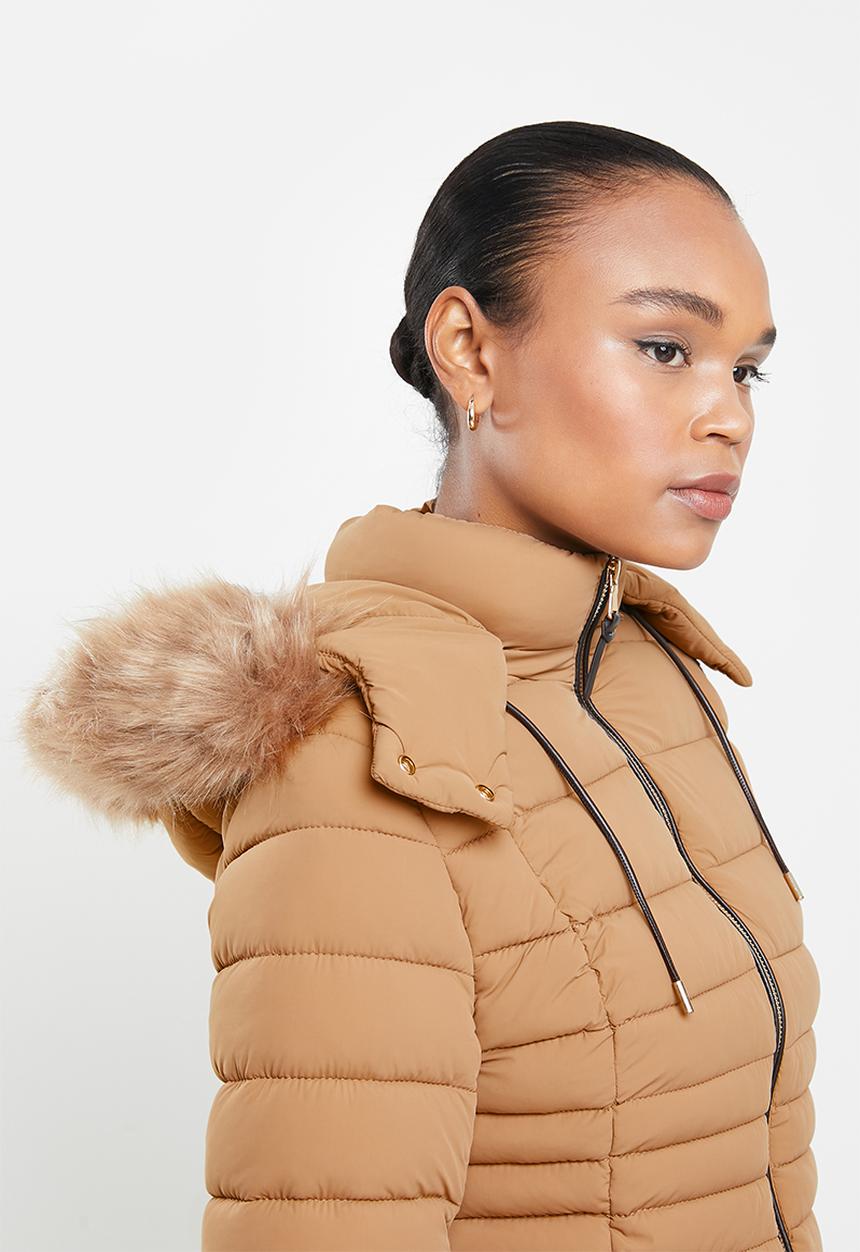 MANGO - Anorak poni -  brown