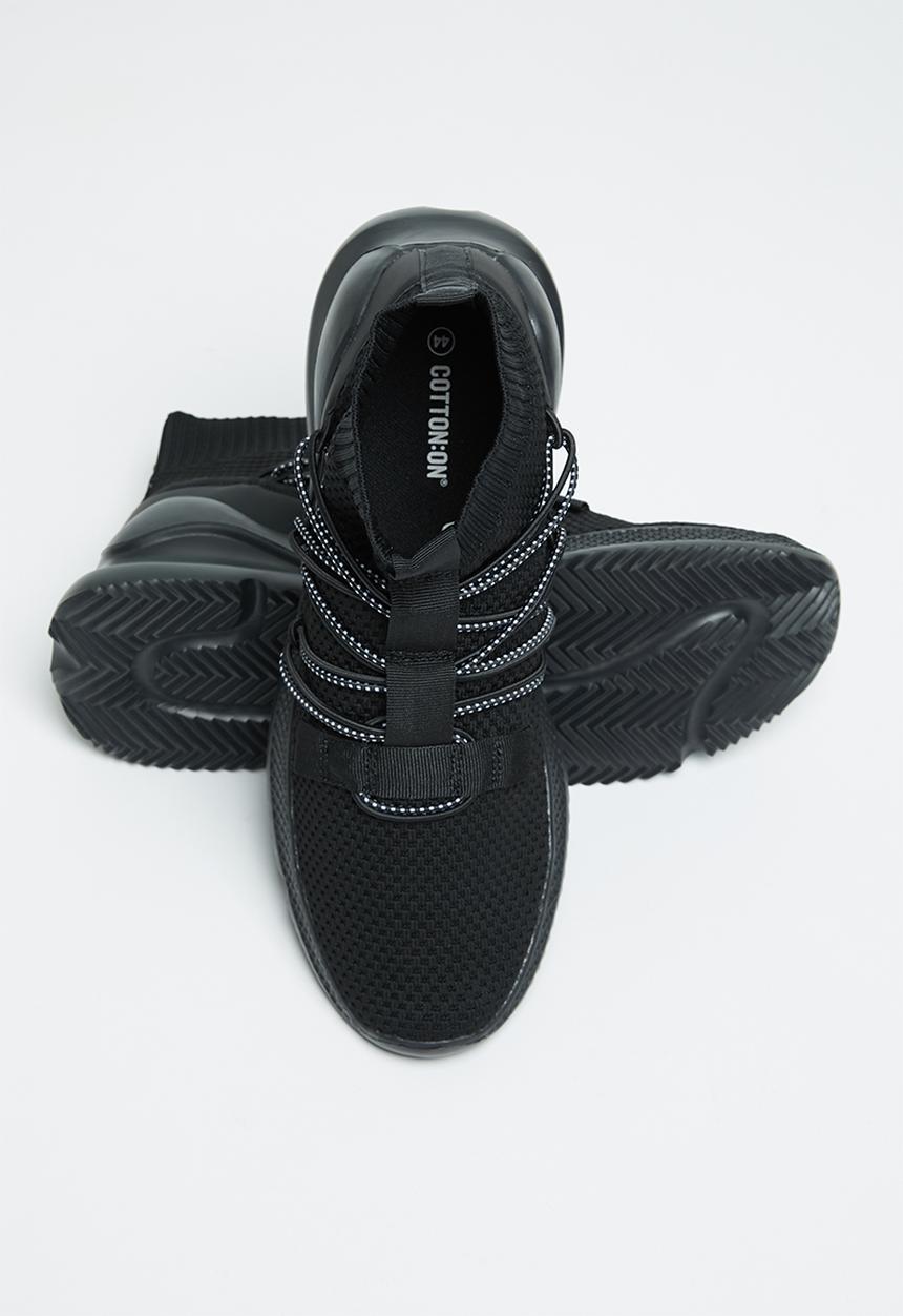Cotton On - Jarrod knitted sneaker boot - black