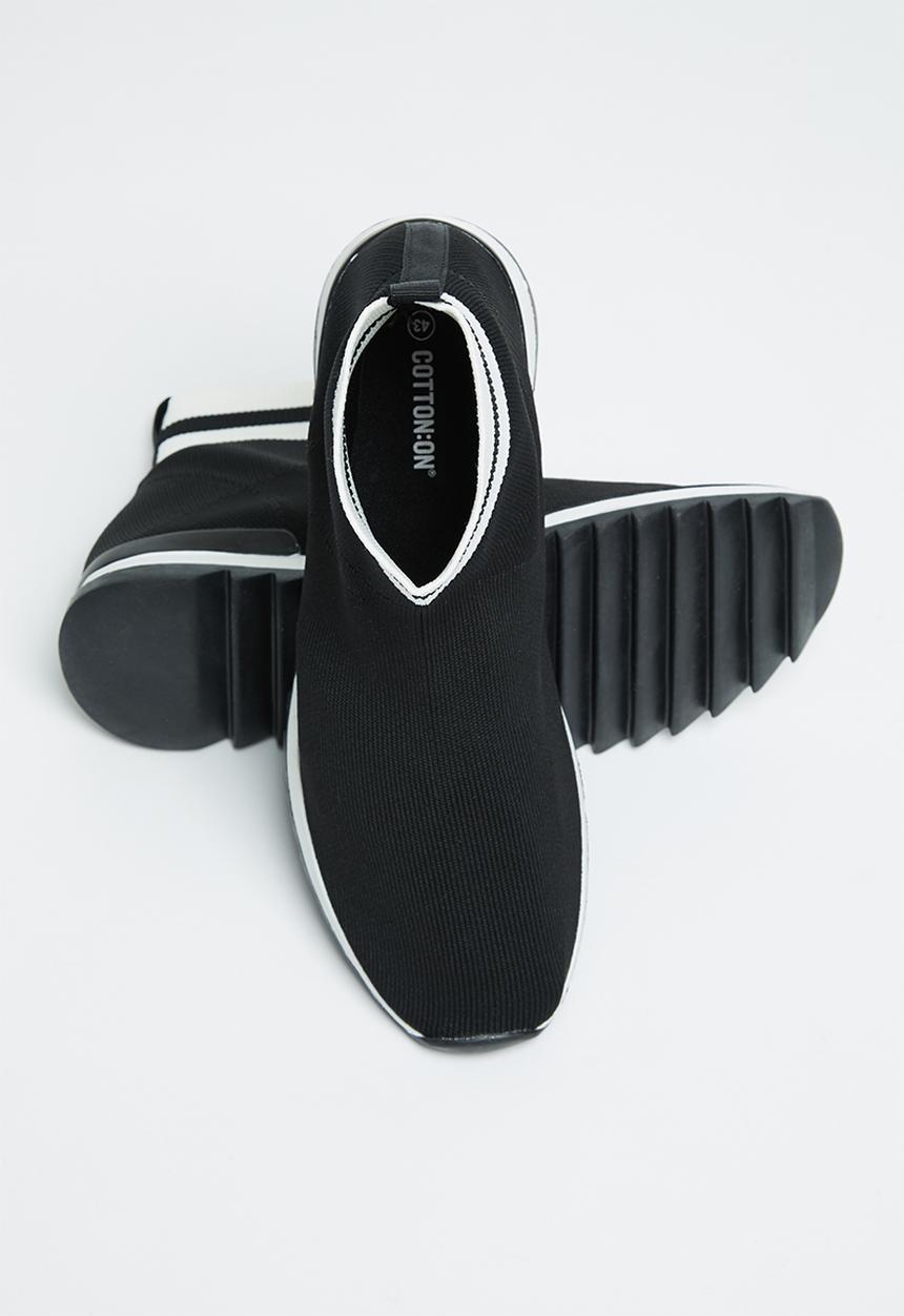Cotton On - Dresden knitted sneaker boot - black