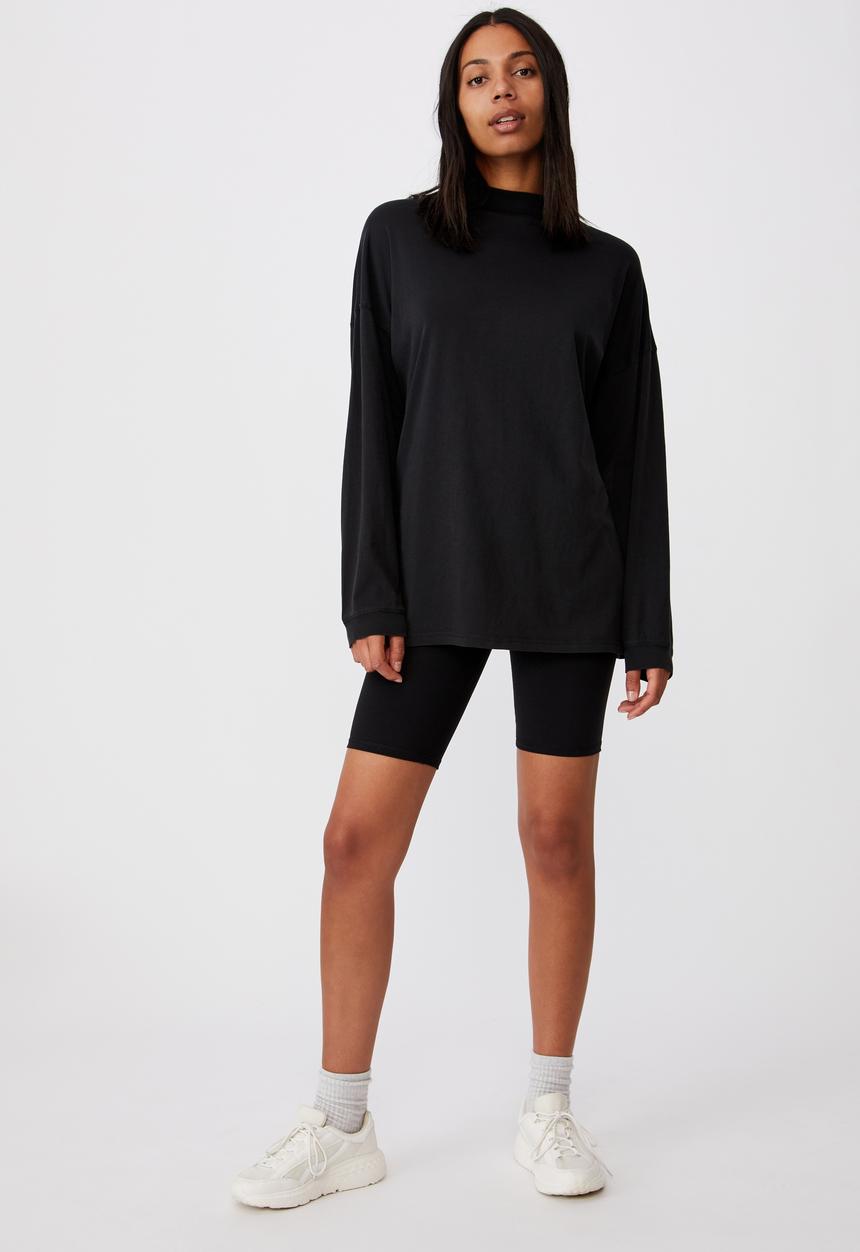 Cotton On - 90s longline drop shoulder long sleeve top - washed black