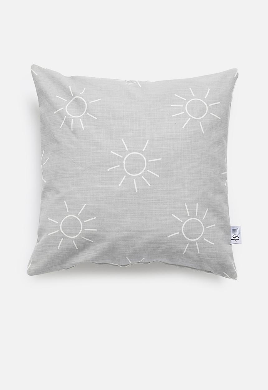Sixth Floor - Shiny printed cushion cover - grey & white