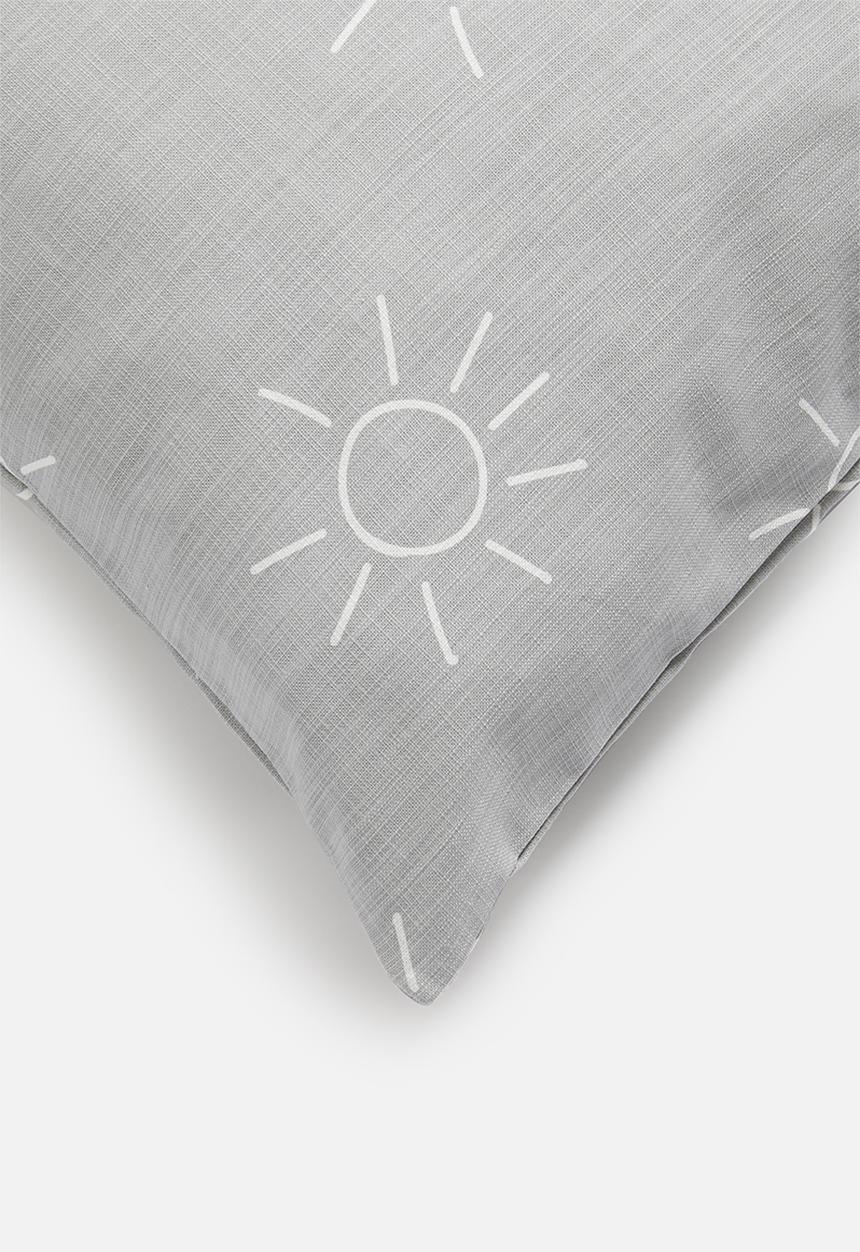 Sixth Floor - Shiny printed cushion cover - grey & white