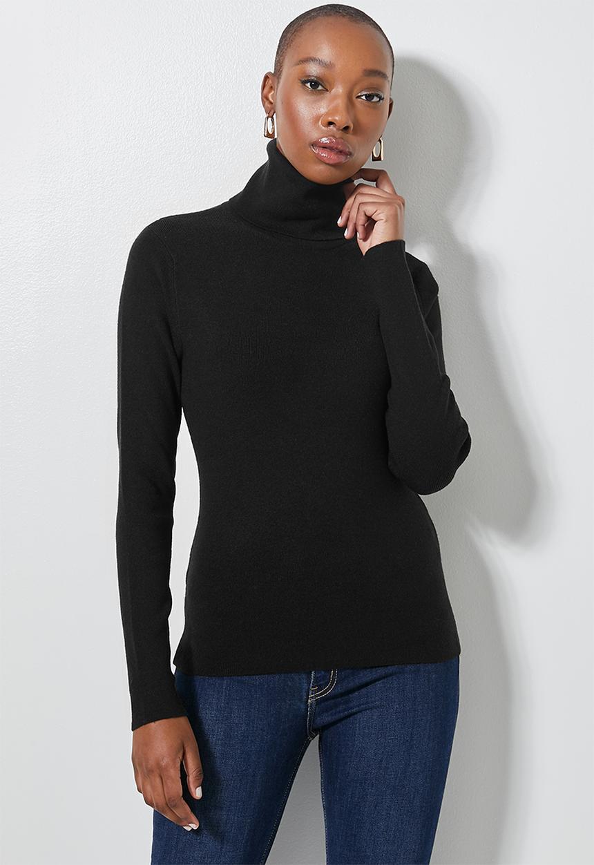 Superbalist - Raglan sleeve skinny rib jersey - black