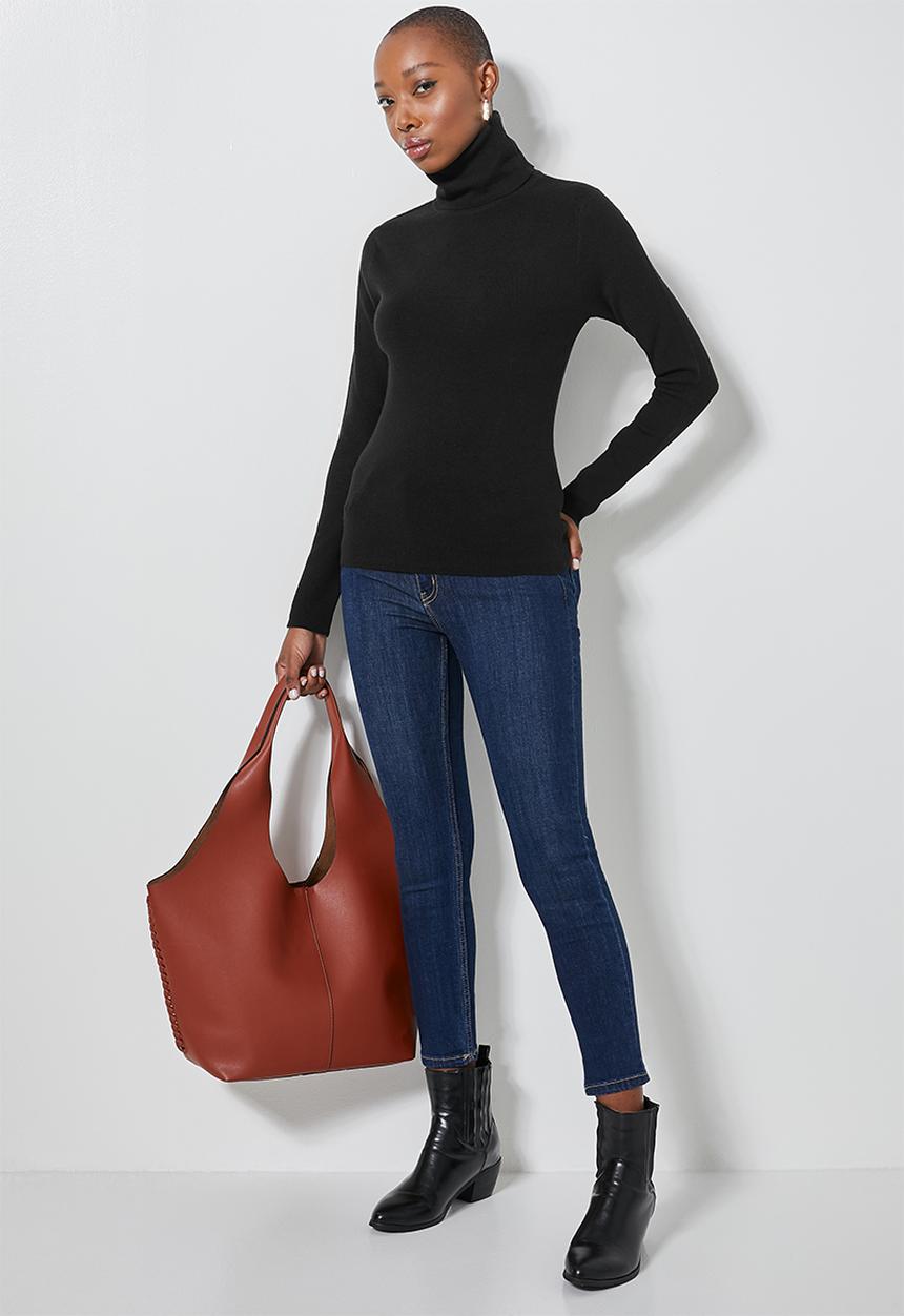 Superbalist - Raglan sleeve skinny rib jersey - black