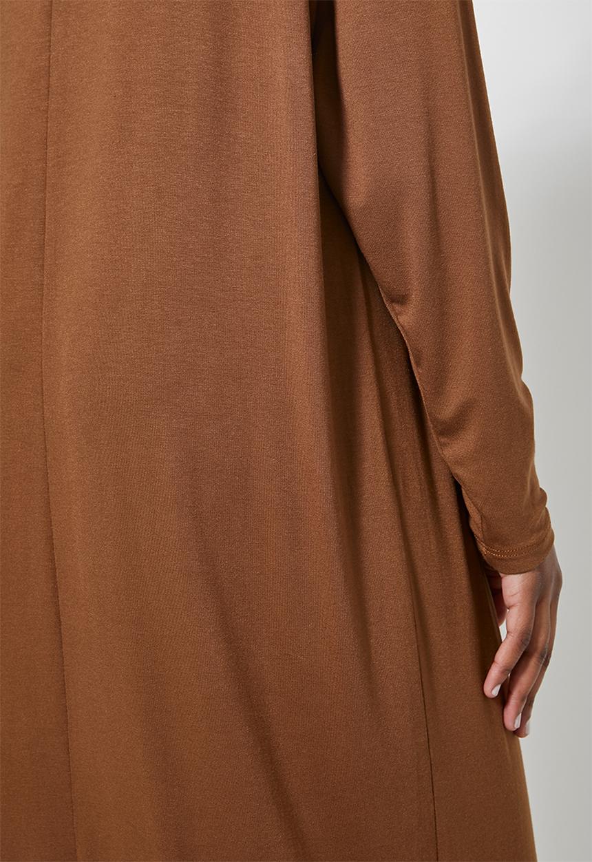 Superbalist - Poloneck dress with dropped shoulder - tobacco