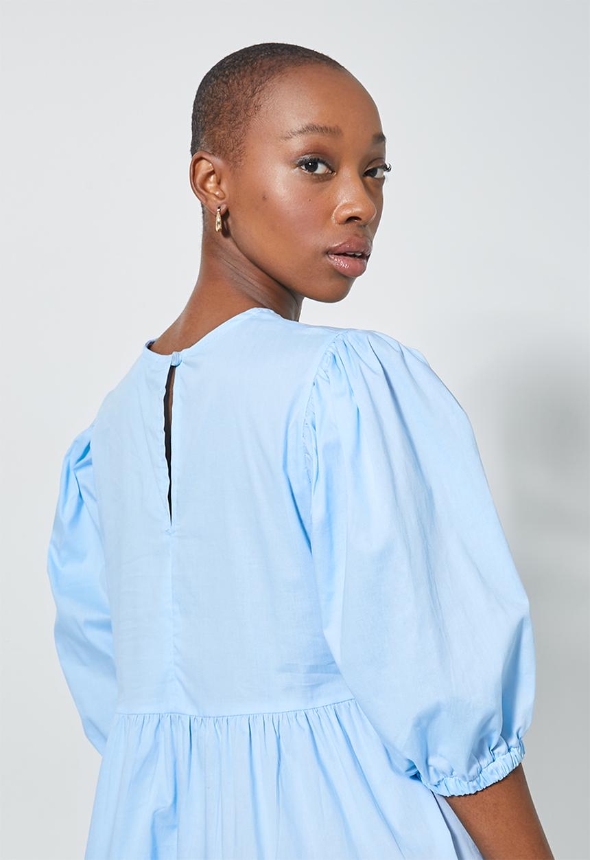 Superbalist - Poplin tiered volume mini dress - blue