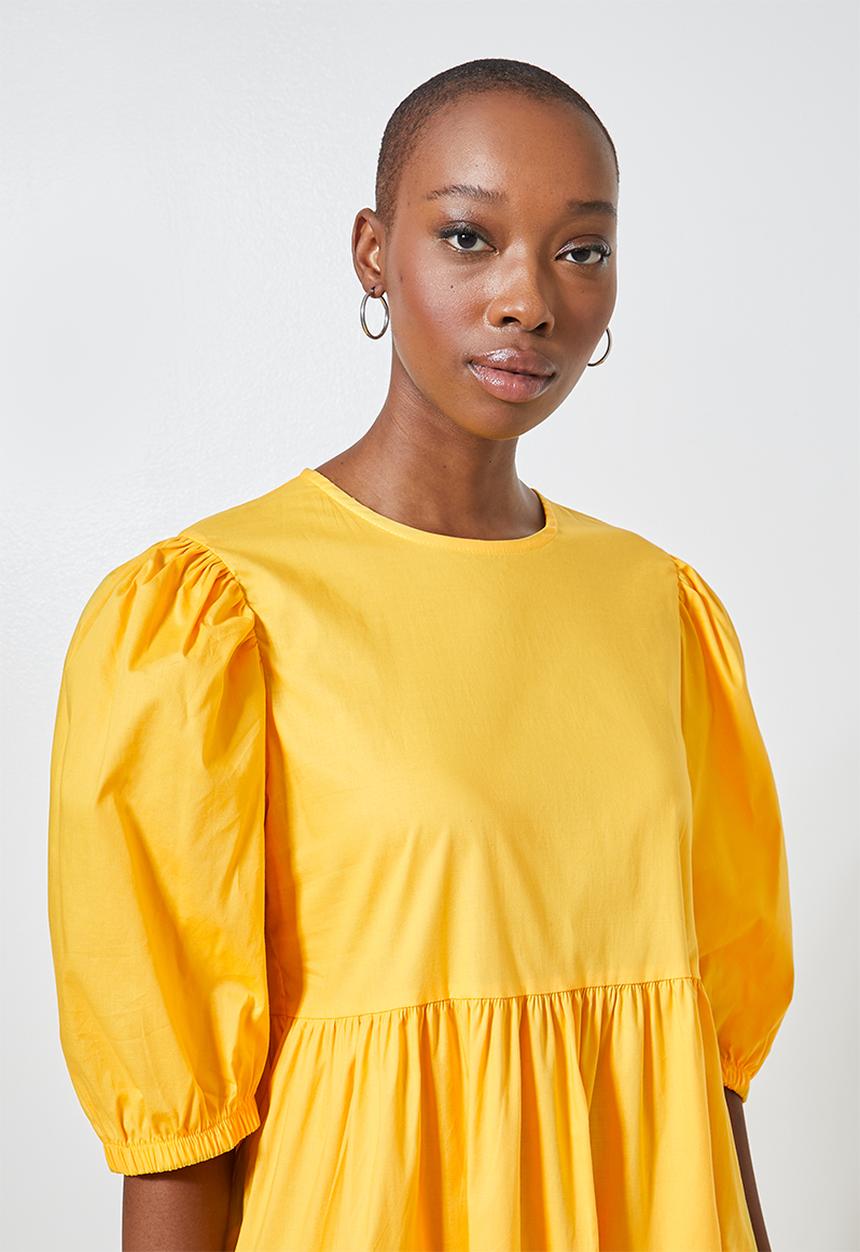 Superbalist - Poplin tiered volume mini dress -  yellow