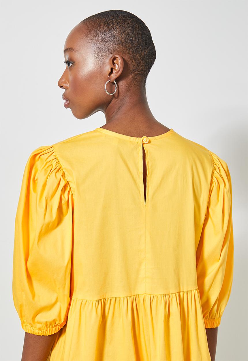 Superbalist - Poplin tiered volume mini dress -  yellow