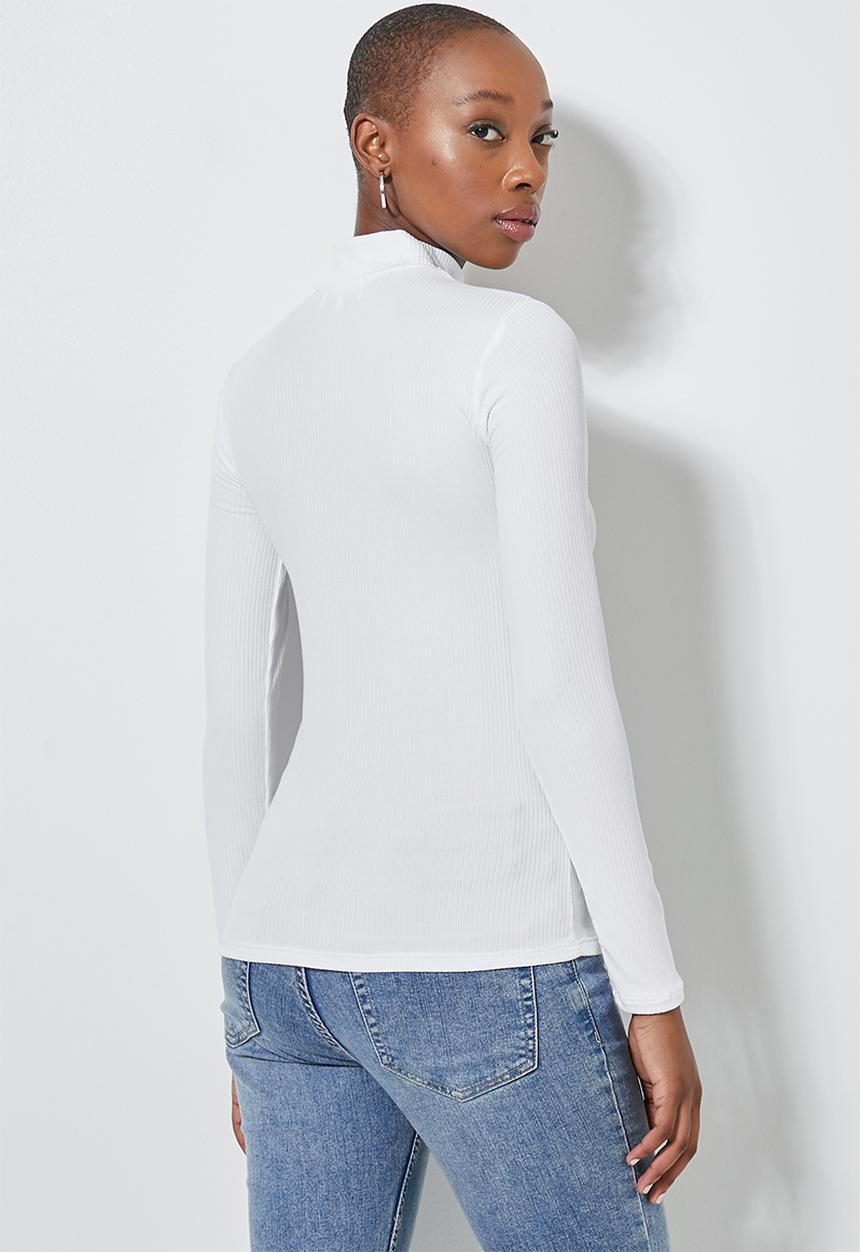 Superbalist - 2 pack wide rib funnel neck tops - black & white