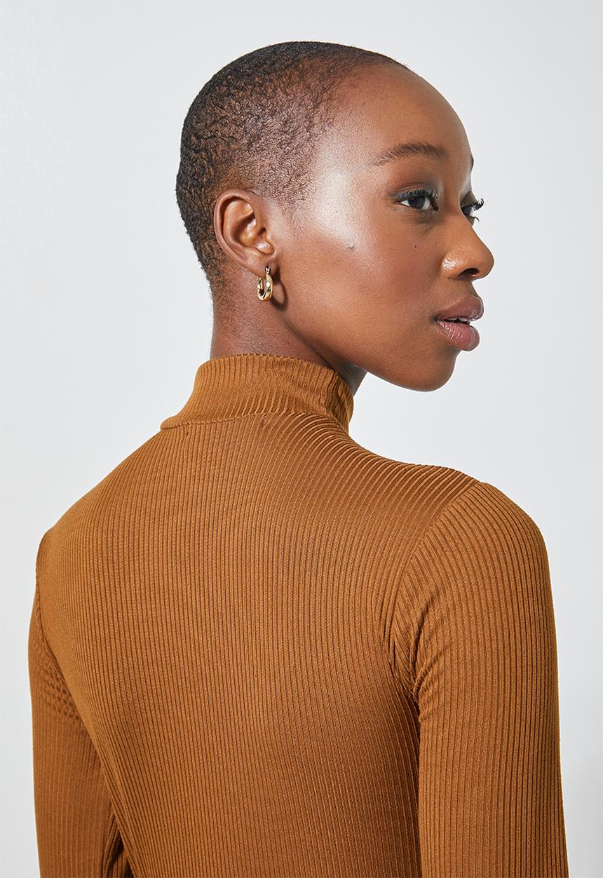Superbalist - 2 pack wide rib funnel neck tops - brown & black