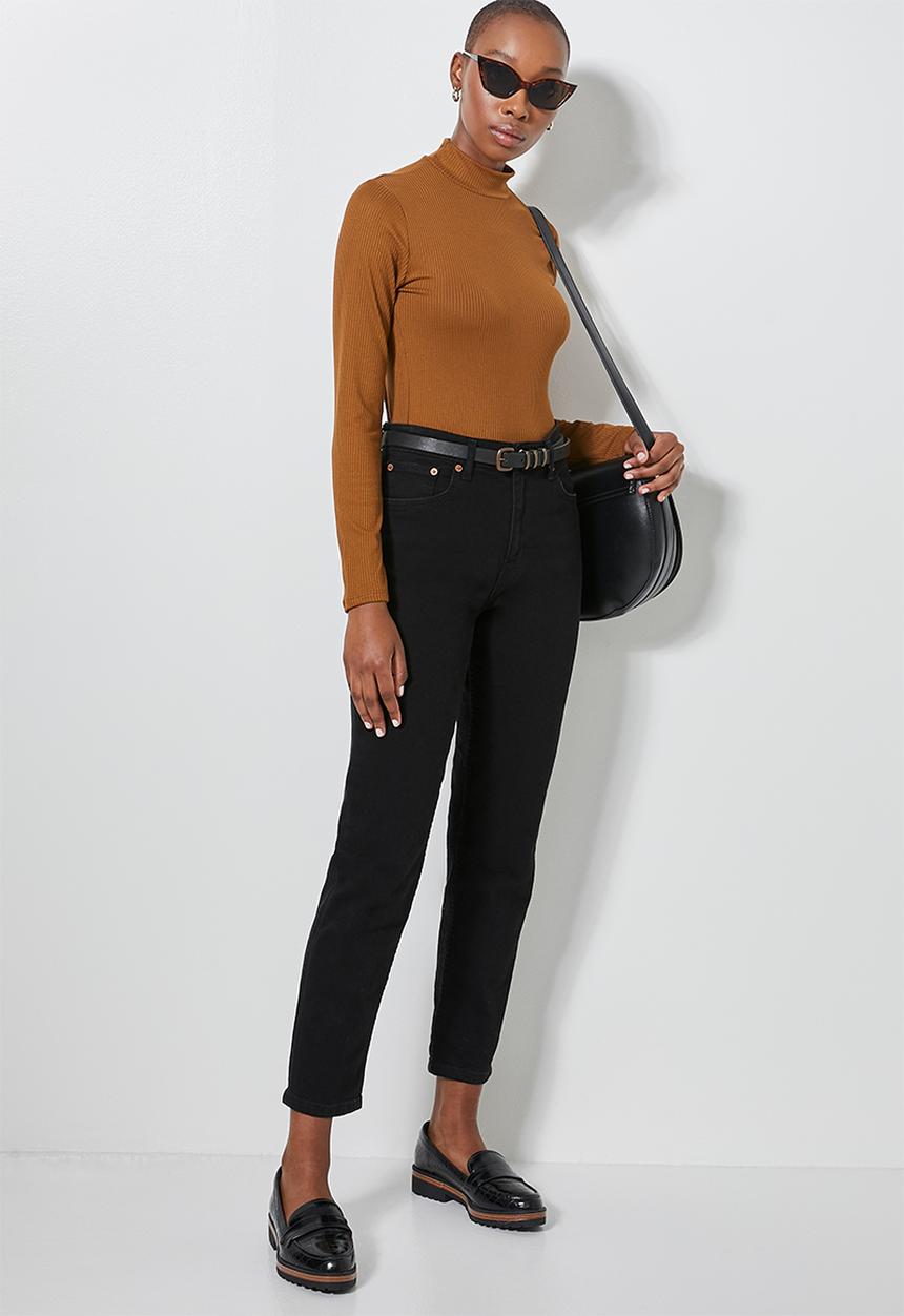 Superbalist - 2 pack wide rib funnel neck tops - brown & black