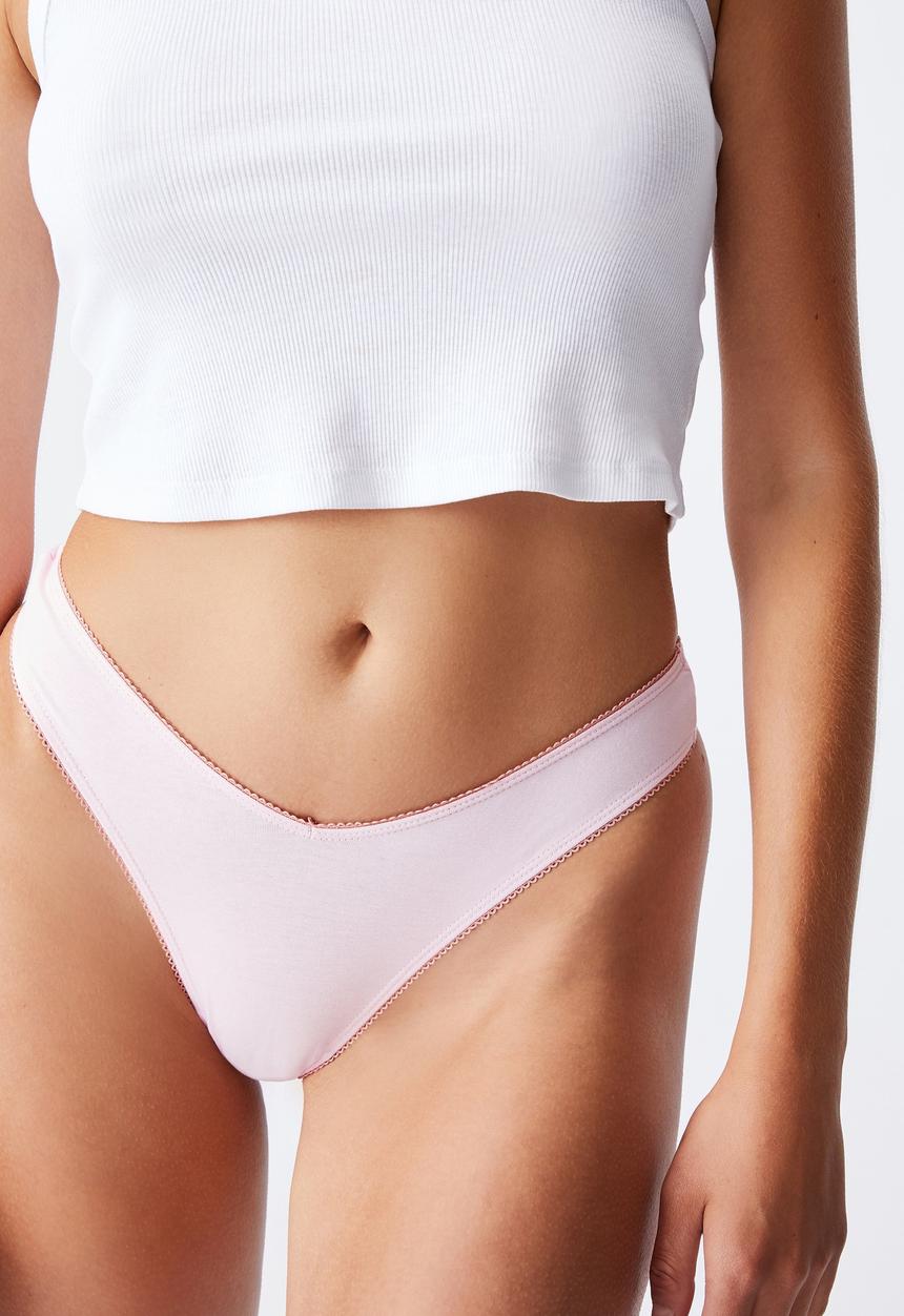 Cotton On - Cotton high cut g-string - pink