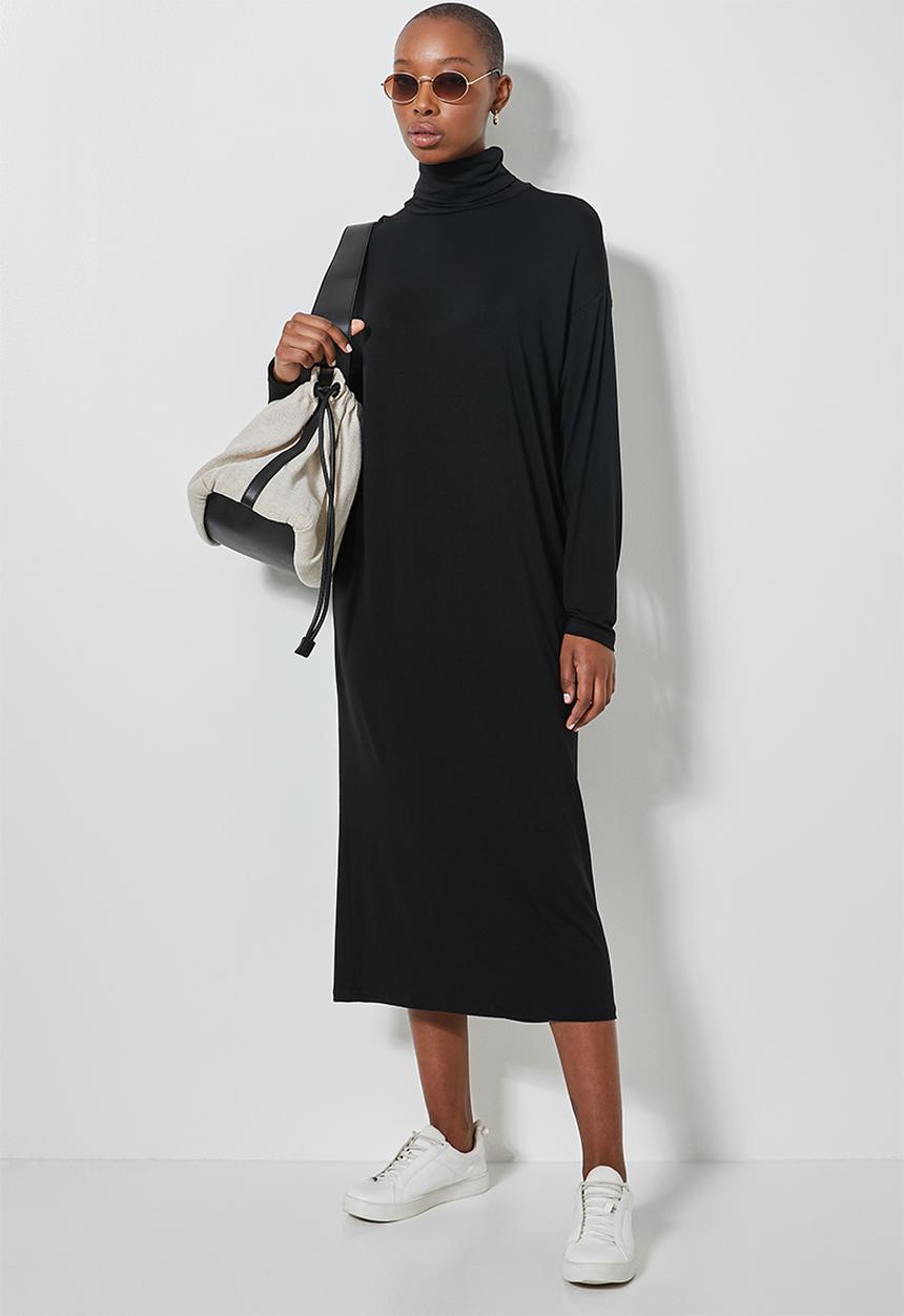 Superbalist - 2 pack poloneck dress with dropped shoulder - black & rust