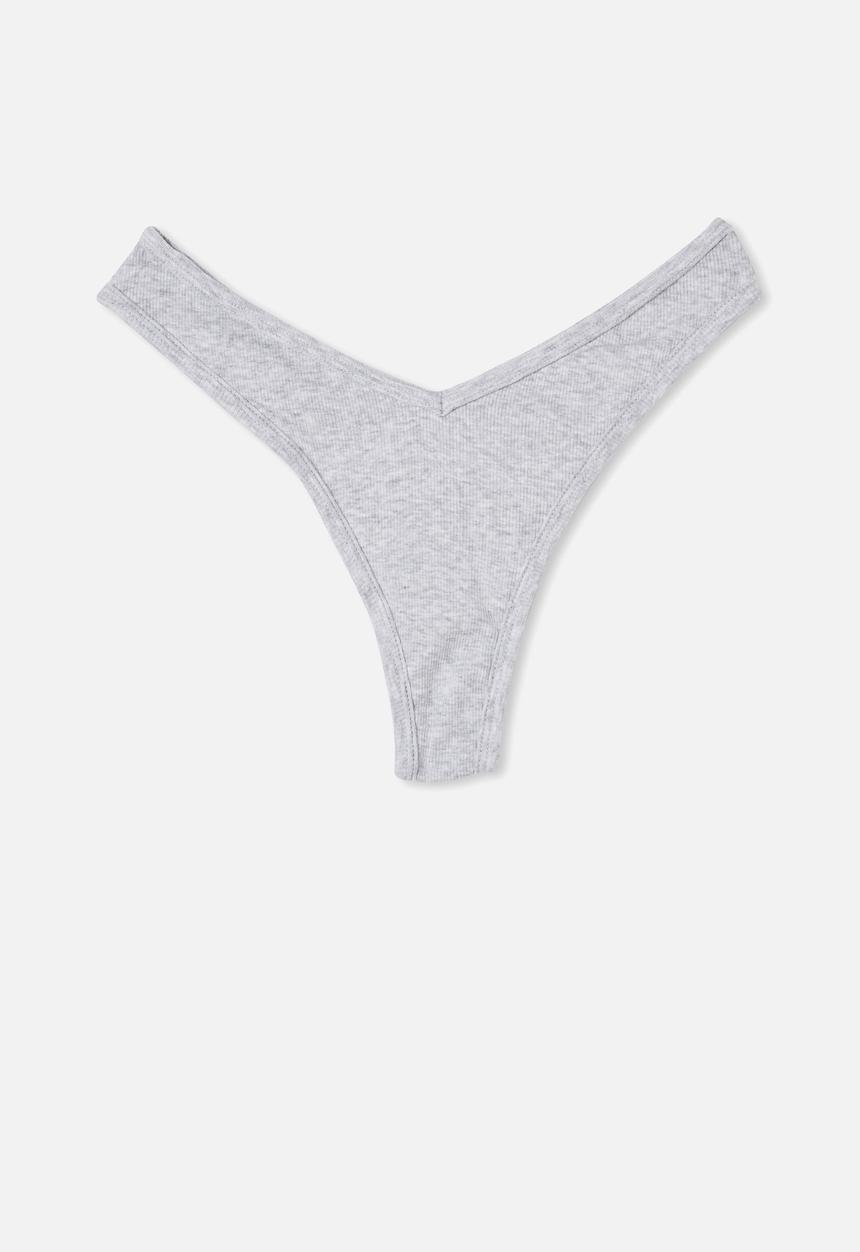 Cotton On - Cotton high cut g-string - grey 