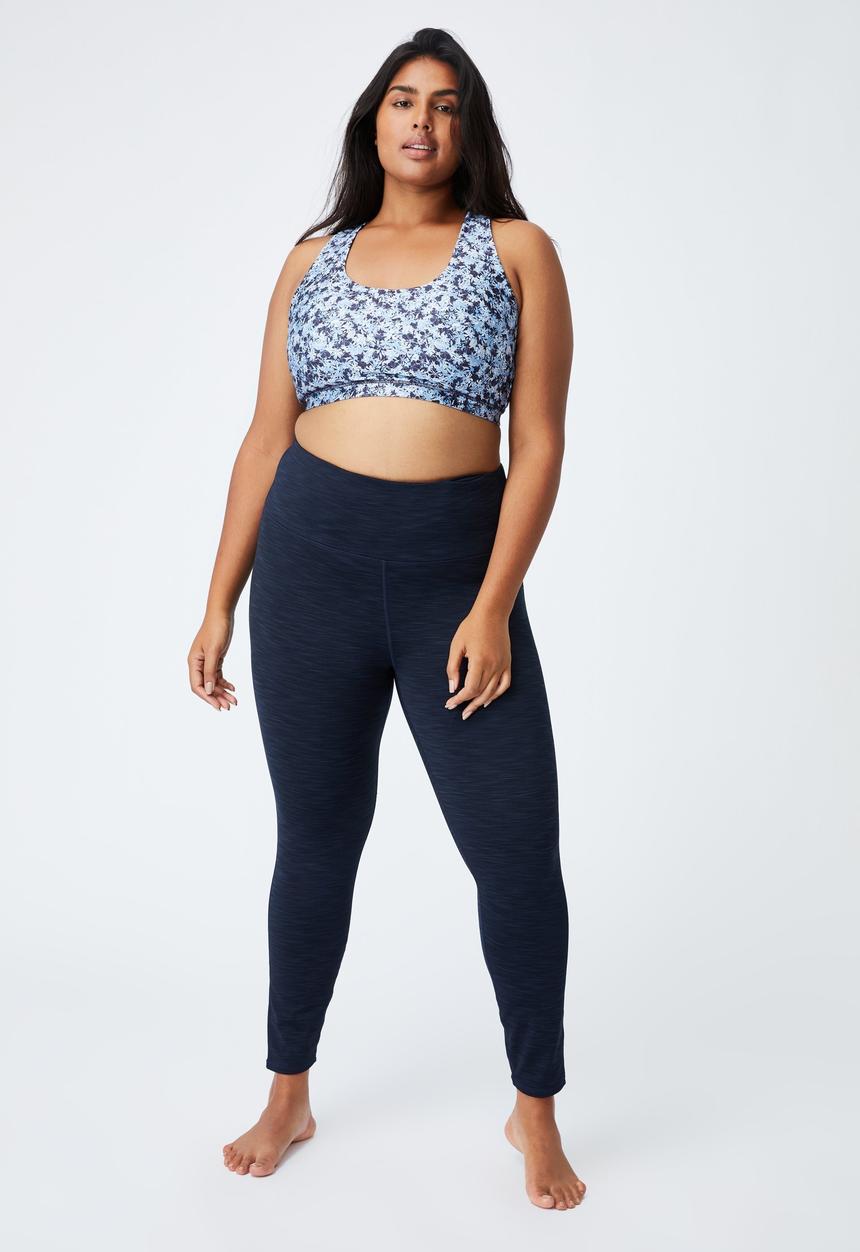 Cotton On - Curve strappy sports crop - summer bloom navy