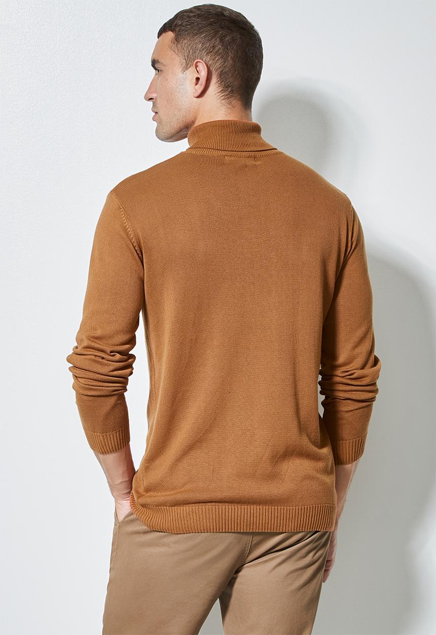 Superbalist - Basic roll neck slim fit knit - tobacco
