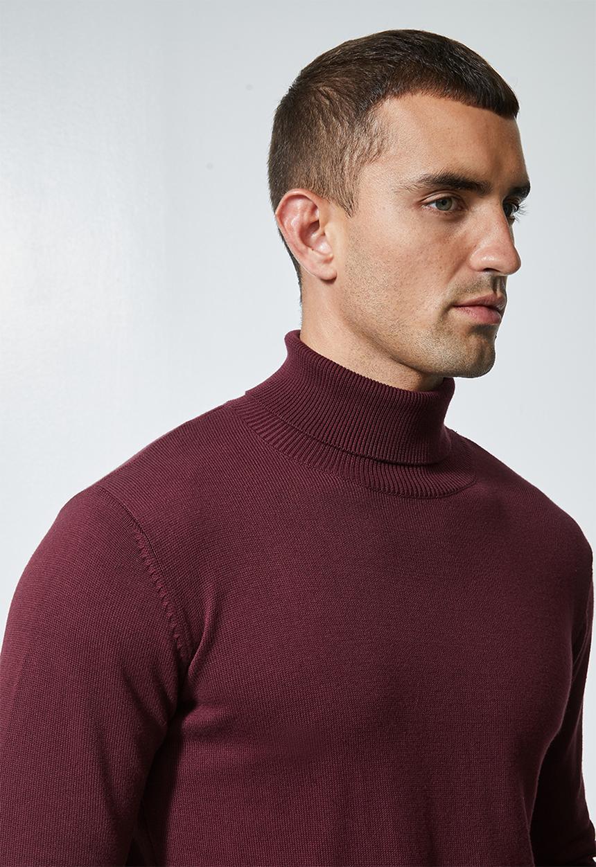 Superbalist - Basic roll neck slim fit knit - burgundy