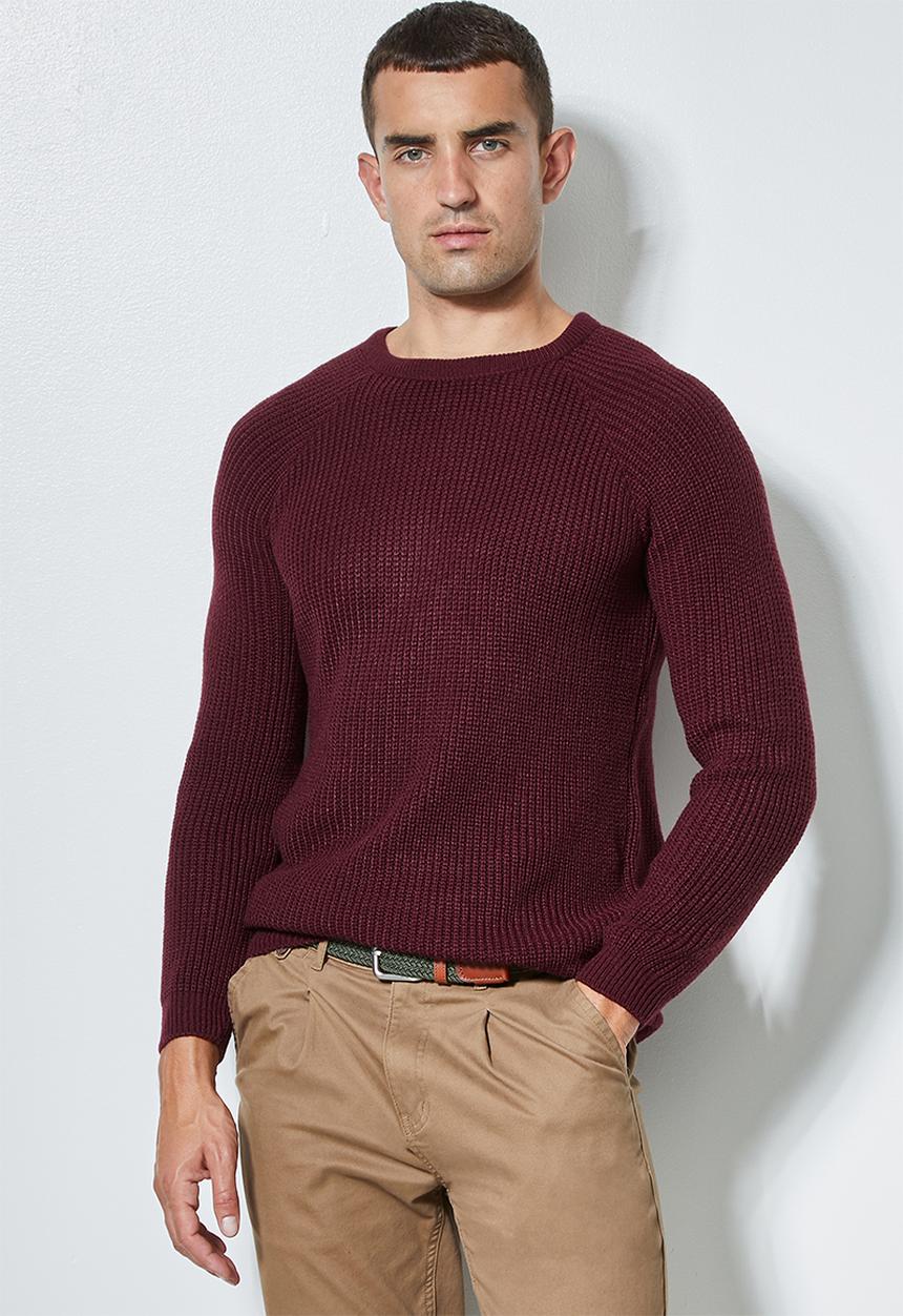 Superbalist - Raglan textured knit - burgundy