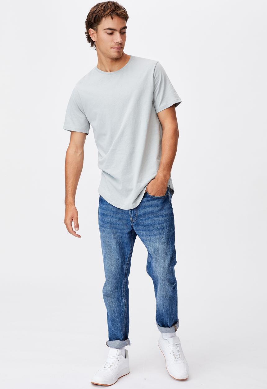 Cotton On - Essential longline scoop T-shirt - blue haze
