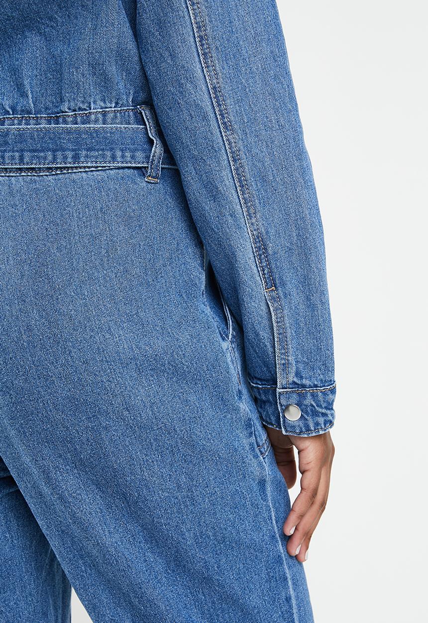 Missguided - Boiler button through jumpsuit - blue