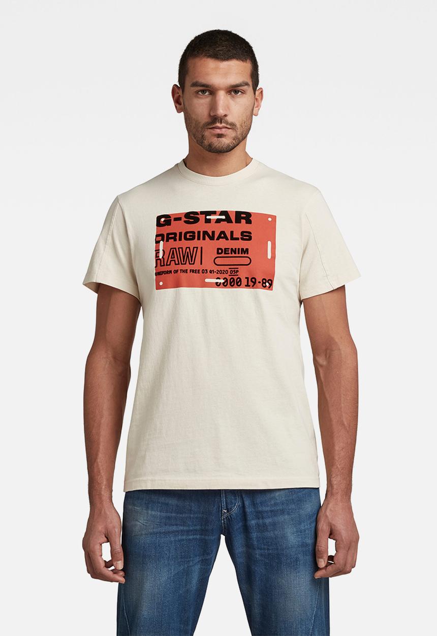 G-STAR - Flock badge graphic r s\s tee - whitebait