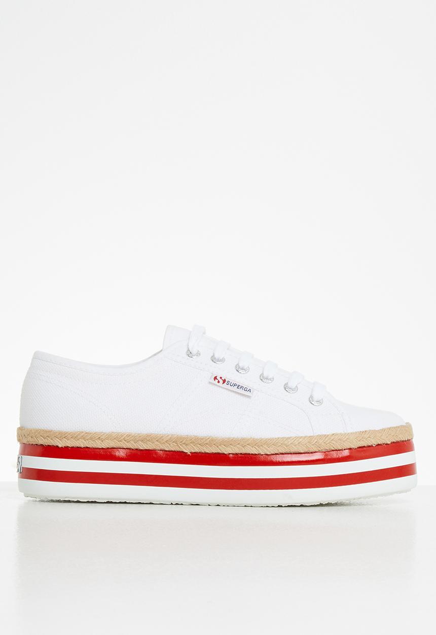 SUPERGA - 2790 Multistripe platform - white & red