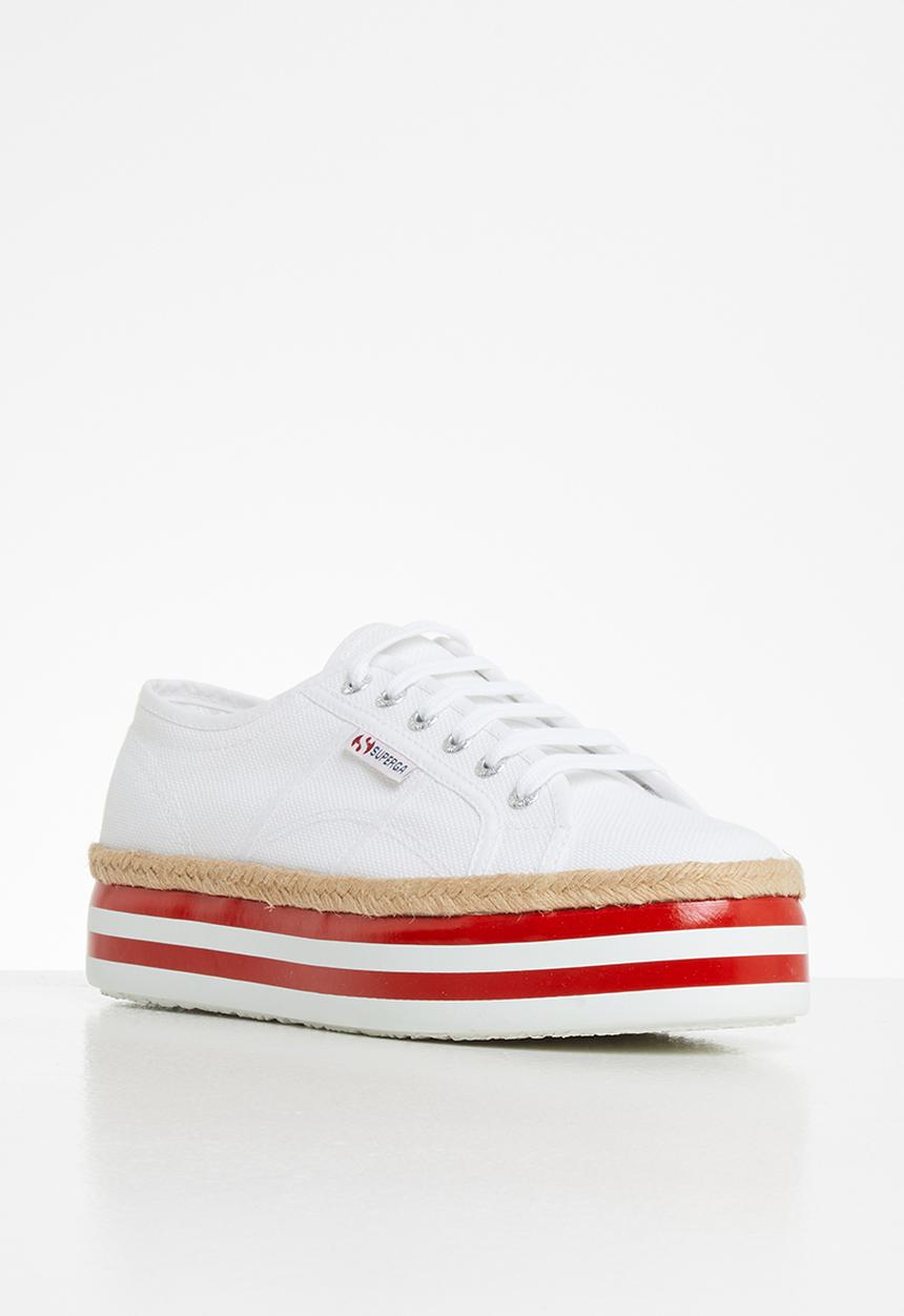 SUPERGA - 2790 Multistripe platform - white & red