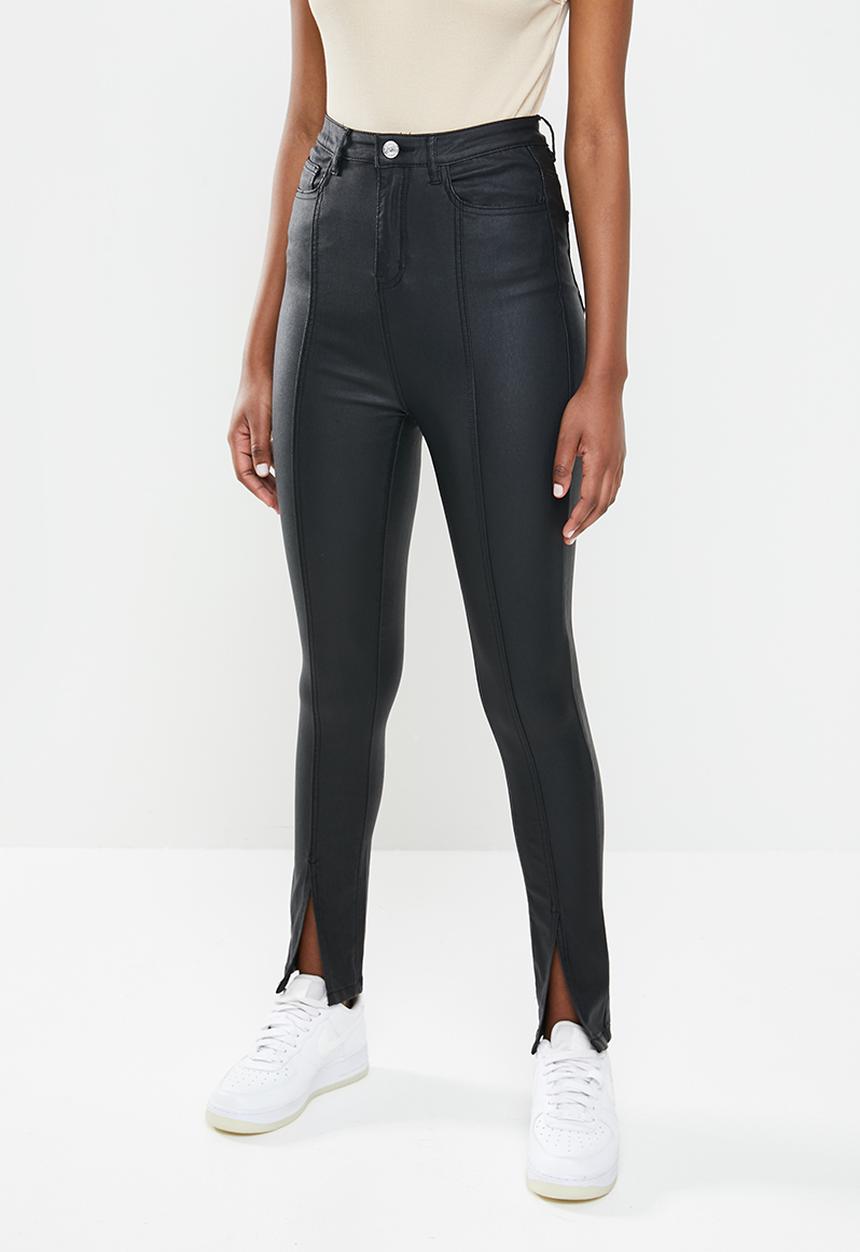 Missguided - Split front coated sinner skinny jean - black