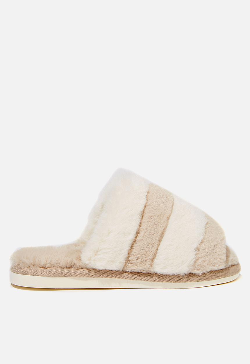 Cotton On - Fluffy slide slipper - buttermilk multi