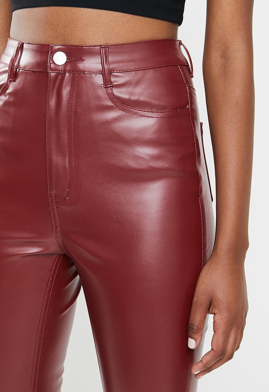 Missguided - Faux leather trouser - burgundy 