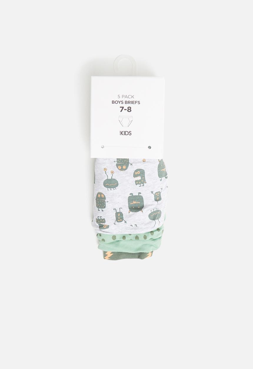 Cotton On - Boys 5 pack brief - green & grey
