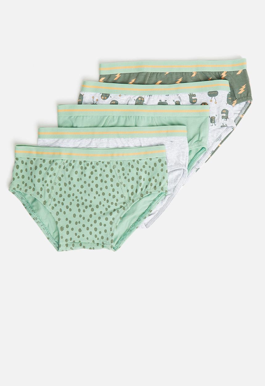 Cotton On - Boys 5 pack brief - green & grey