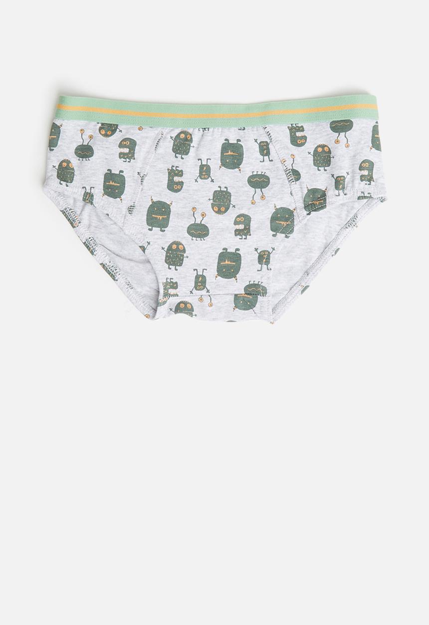 Cotton On - Boys 5 pack brief - green & grey