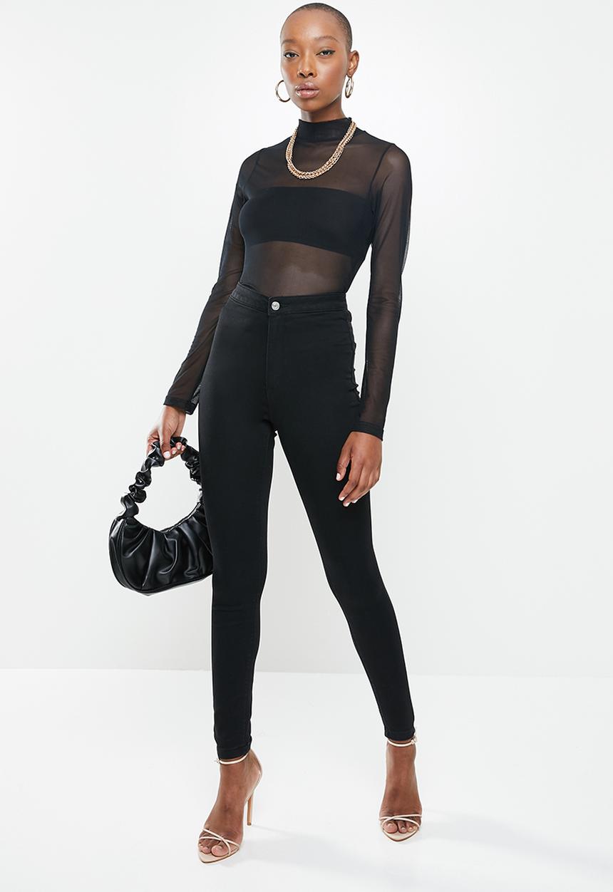 Missguided - Petite vice high waisted skinny jeans - black