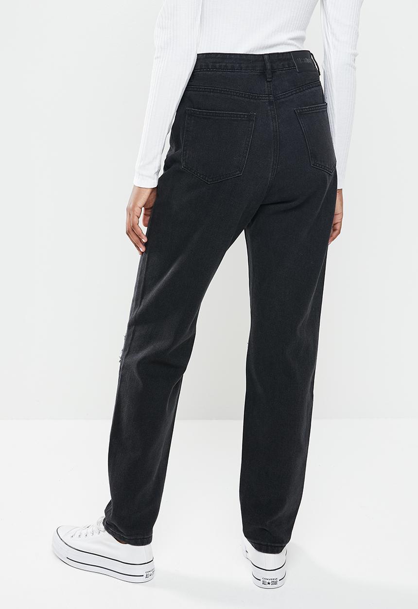 Missguided - Busted knee mom jean - black